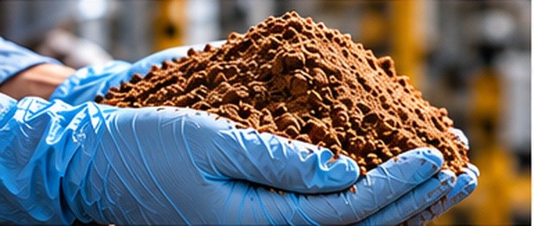 Protein meal in gloved hands